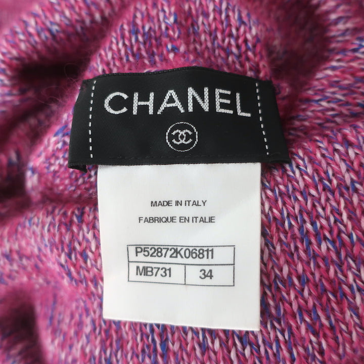 Chanel 15K Turtleneck Mini Sweater Dress Fuchsia Silk-Mohair Size 34