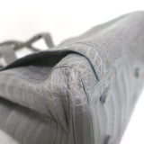 Nancy Gonzalez Crocodile Top Handle Bag Gray Large Crossbody