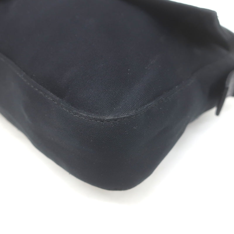 Fendi Leather-Trim Neoprene Baguette Black Small Shoulder Bag