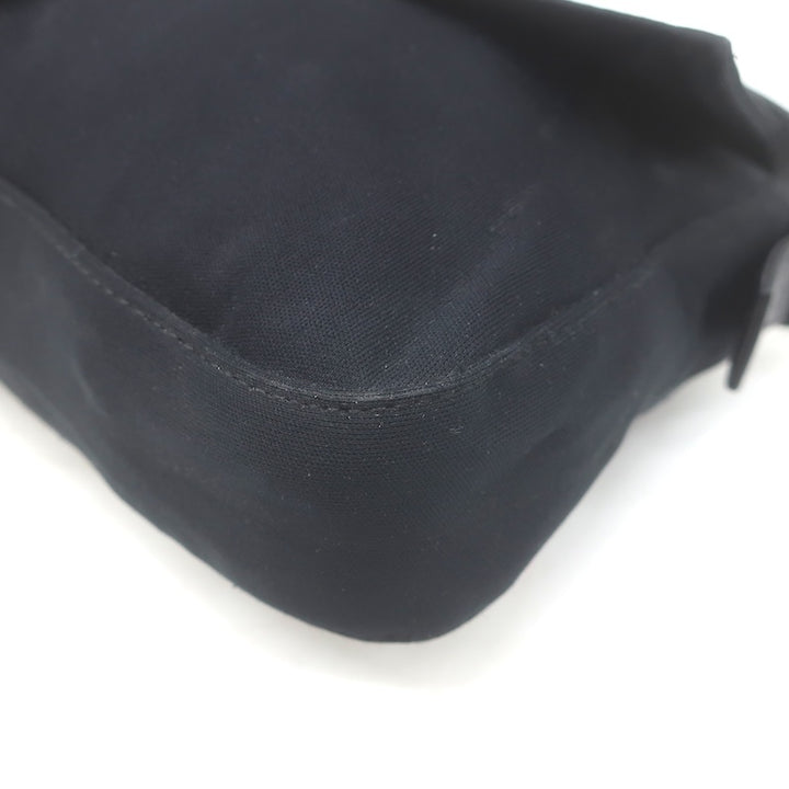 Fendi Leather-Trim Neoprene Baguette Black Small Shoulder Bag
