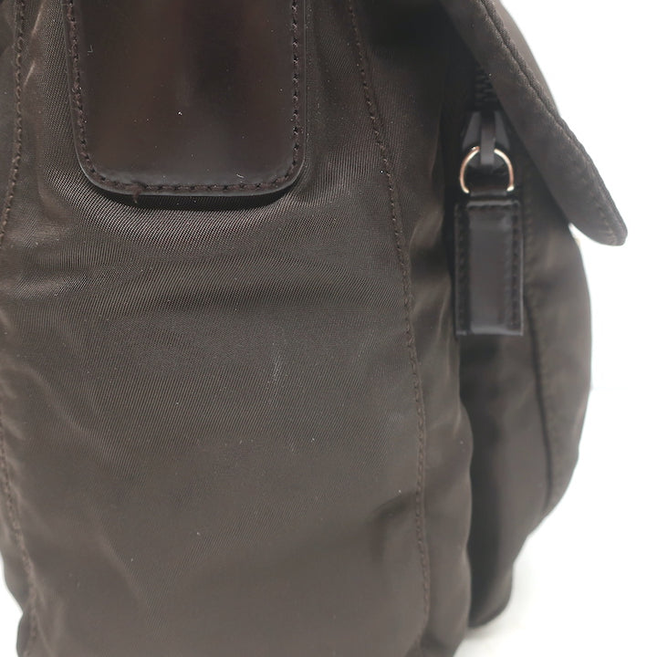 Prada Vela Hunting Bag Dark Brown Tessuto Nylon Small Crossbody