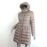 Moncler Hermine Hooded Down Puffer Coat Taupe Size 1