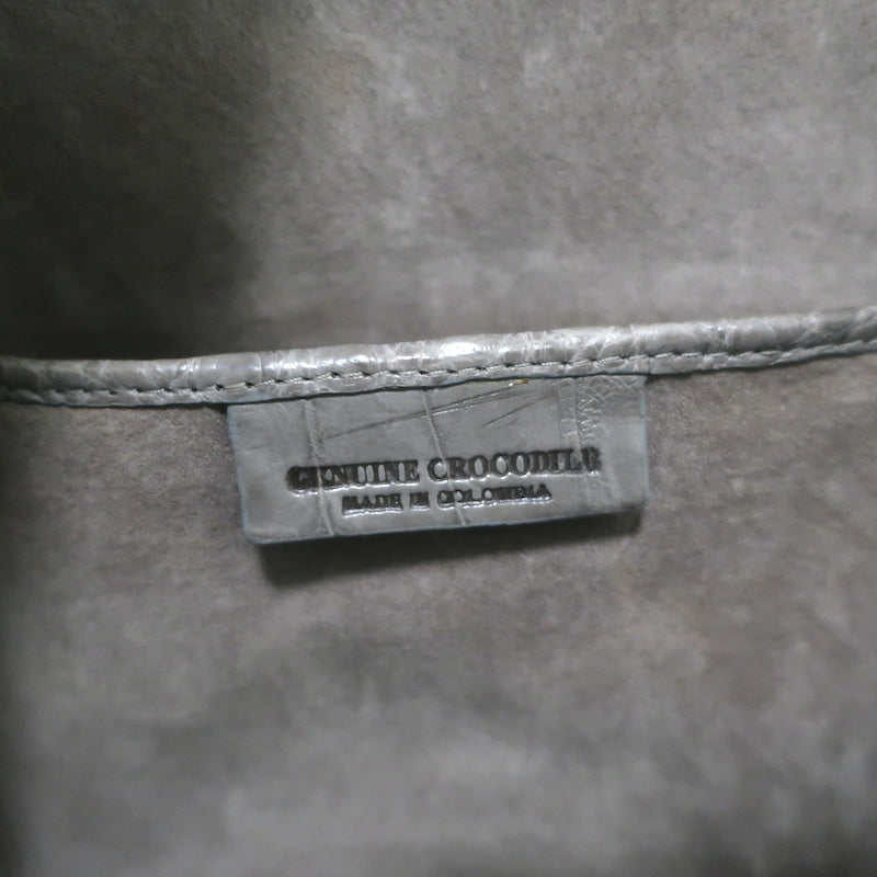 Nancy Gonzalez Leather Top Handle Bag Gray Large Crossbody