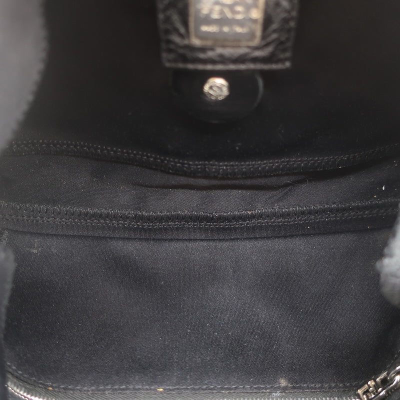 Fendi Leather-Trim Neoprene Baguette Black Small Shoulder Bag