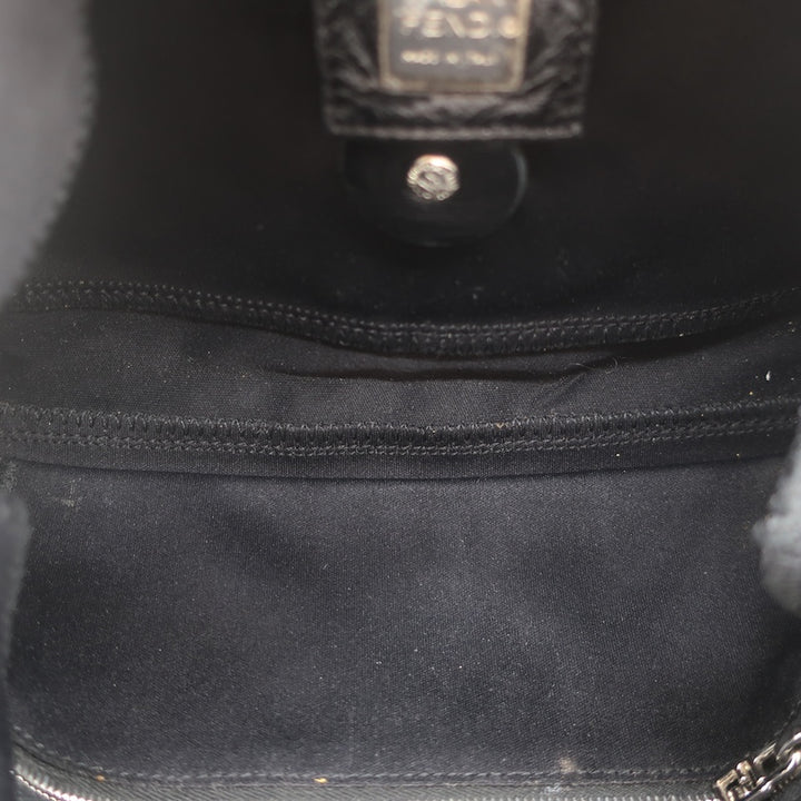 Fendi Leather-Trim Neoprene Baguette Black Small Shoulder Bag