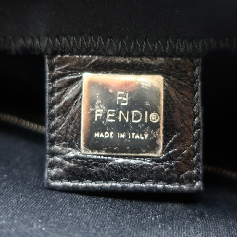 Fendi Leather-Trim Neoprene Baguette Black Small Shoulder Bag
