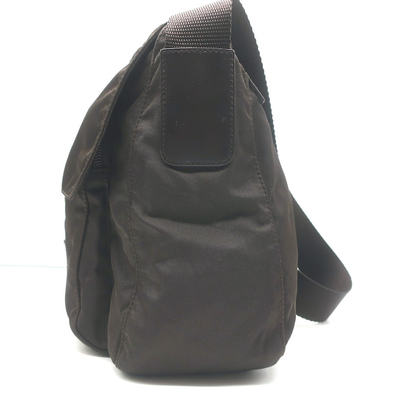 Prada Vela Hunting Bag Dark Brown Tessuto Nylon Small Crossbody