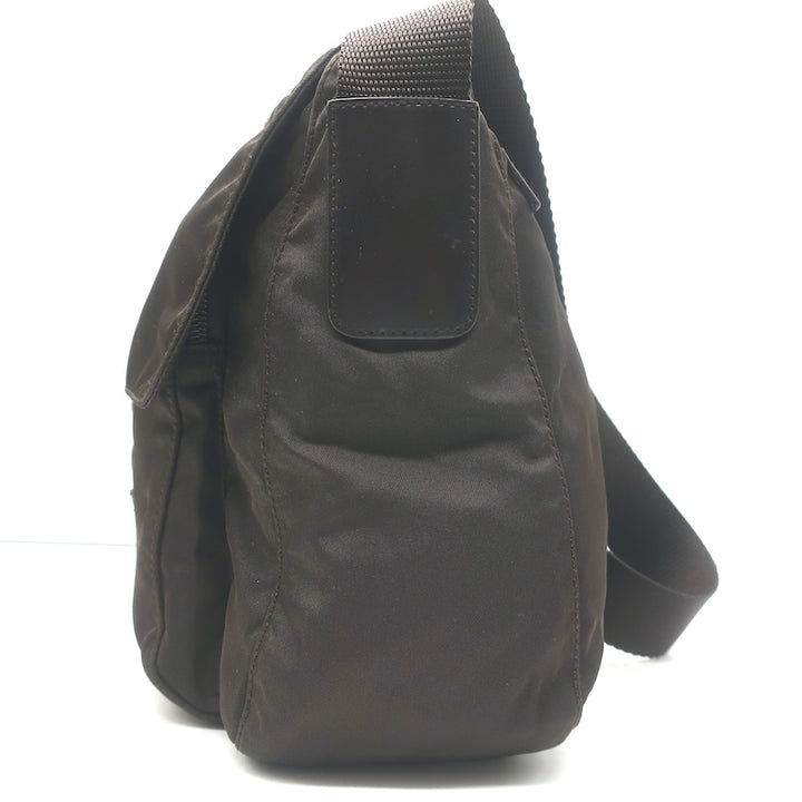 Prada Vela Hunting Bag Dark Brown Tessuto Nylon Small Crossbody