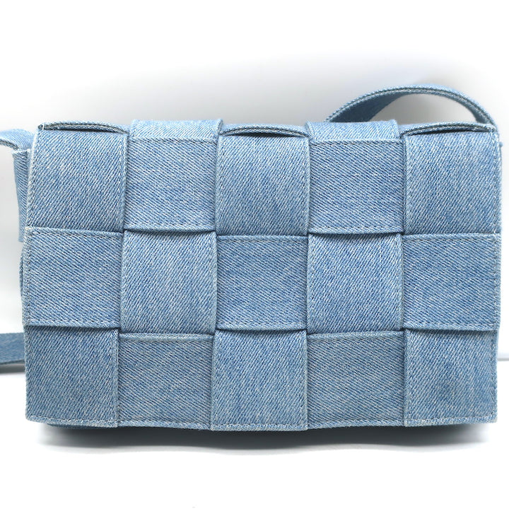 Bottega Veneta Cassette Denim Shoulder Bag Light Blue Small Crossbody NEW