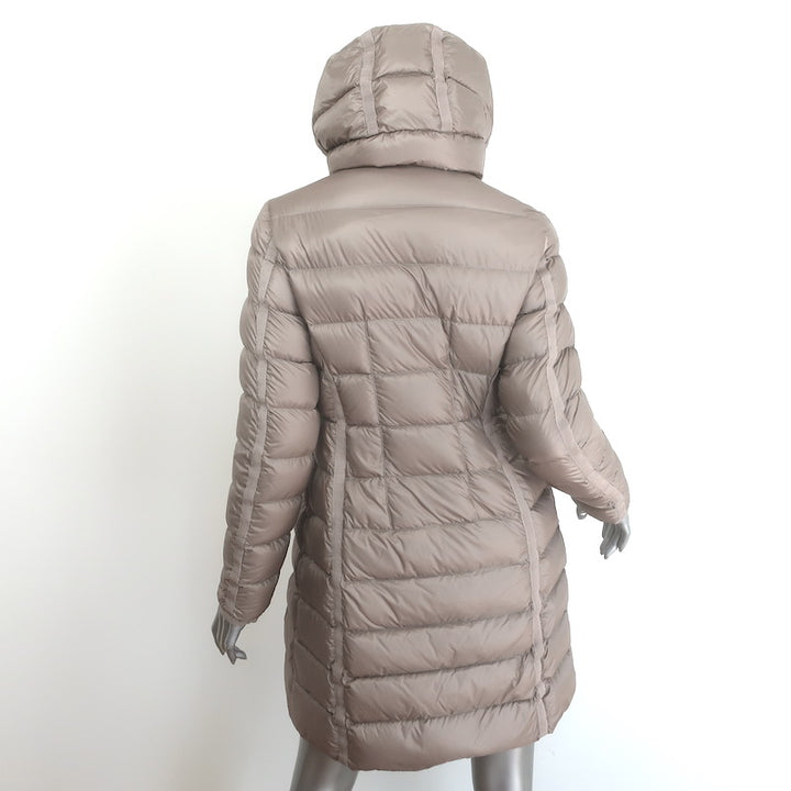 Moncler Hermine Hooded Down Puffer Coat Taupe Size 1