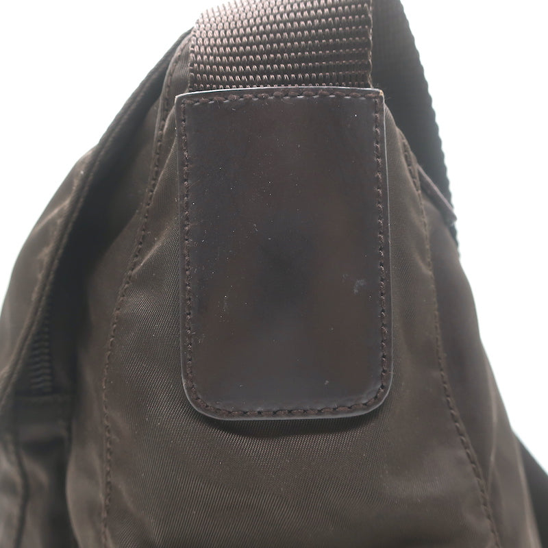 Prada Vela Hunting Bag Dark Brown Tessuto Nylon Small Crossbody
