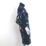 Chanel Globalization Cashmere Dress Navy Intarsia Knit Size 38 Long Sleeve Mini