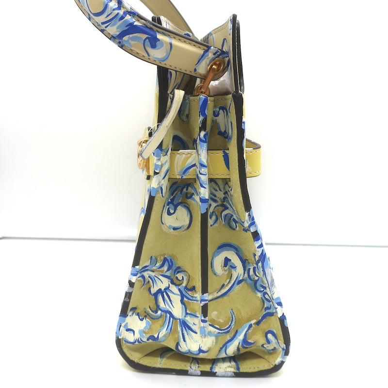 Tory Burch Small Lee Radziwill Double Bag Yellow Floral Print Leather Crossbody