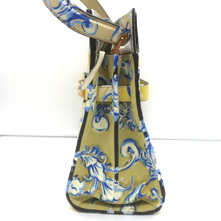 Tory Burch Small Lee Radziwill Double Bag Yellow Floral Print Leather Crossbody