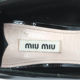Miu Miu Pearl & Crystal-Embellished Low-Heel Pumps Black Patent Leather Size 38