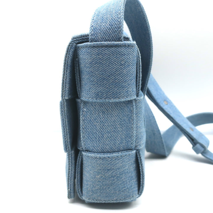 Bottega Veneta Cassette Denim Shoulder Bag Light Blue Small Crossbody NEW