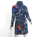 Chanel Globalization Cashmere Dress Navy Intarsia Knit Size 38 Long Sleeve Mini