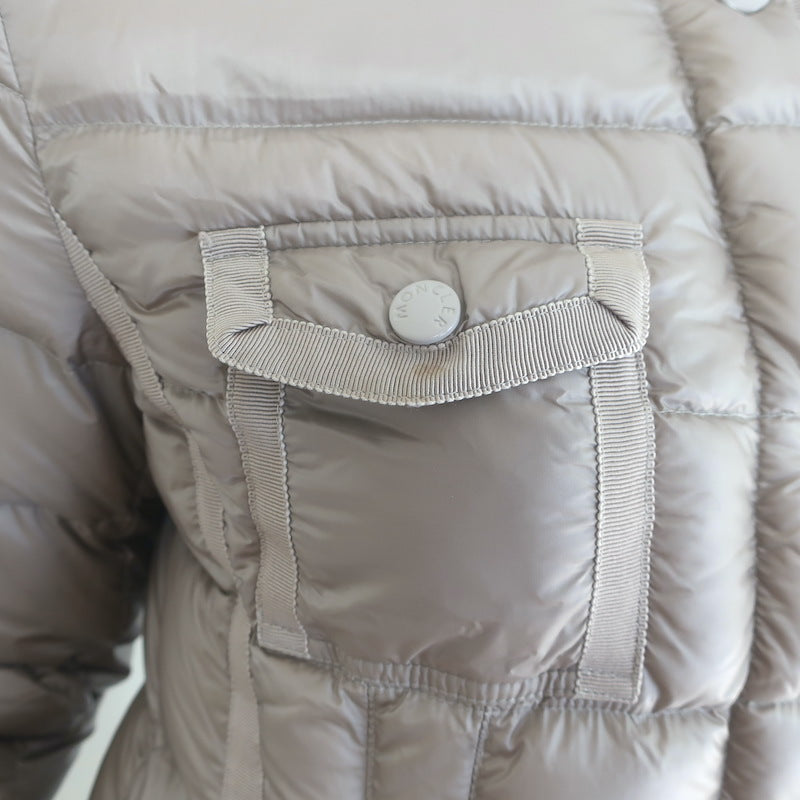 Moncler Hermine Hooded Down Puffer Coat Taupe Size 1