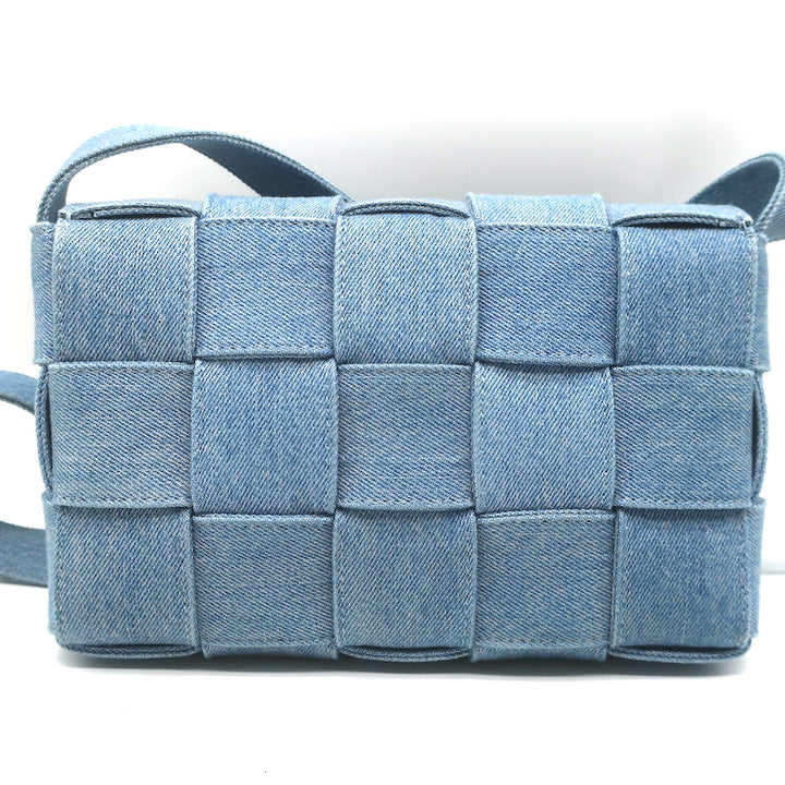 Bottega Veneta Cassette Denim Shoulder Bag Light Blue Small Crossbody NEW