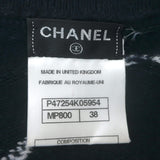 Chanel Globalization Cashmere Dress Navy Intarsia Knit Size 38 Long Sleeve Mini