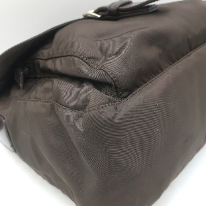 Prada Vela Hunting Bag Dark Brown Tessuto Nylon Small Crossbody