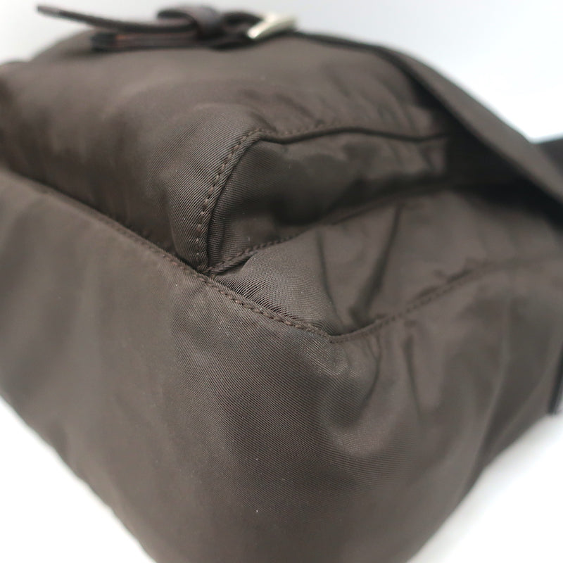 Prada Vela Hunting Bag Dark Brown Tessuto Nylon Small Crossbody