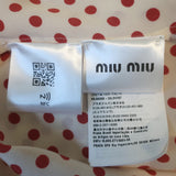 Miu Miu Lace-Trim Collared Tie-Neck Polka Dot Blouse Cream/Red Silk Size 42