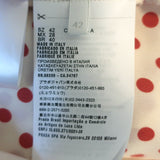 Miu Miu Lace-Trim Collared Tie-Neck Polka Dot Blouse Cream/Red Silk Size 42