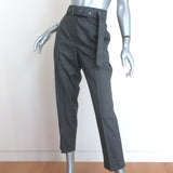 Brunello Cucinelli Belted Houndstooth Pants Gray Virgin Wool Size US 6
