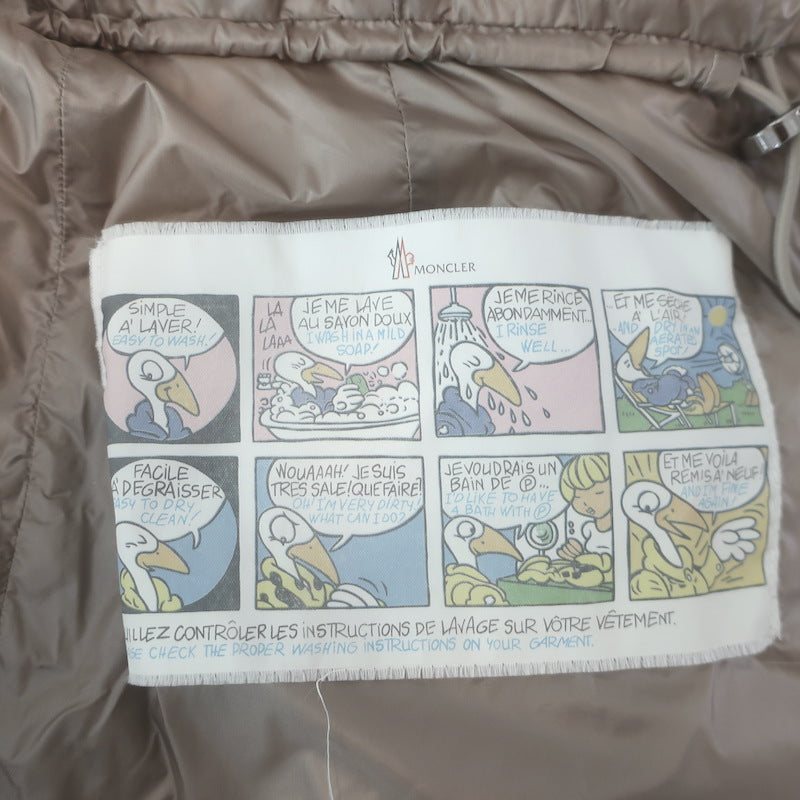 Moncler Hermine Hooded Down Puffer Coat Taupe Size 1