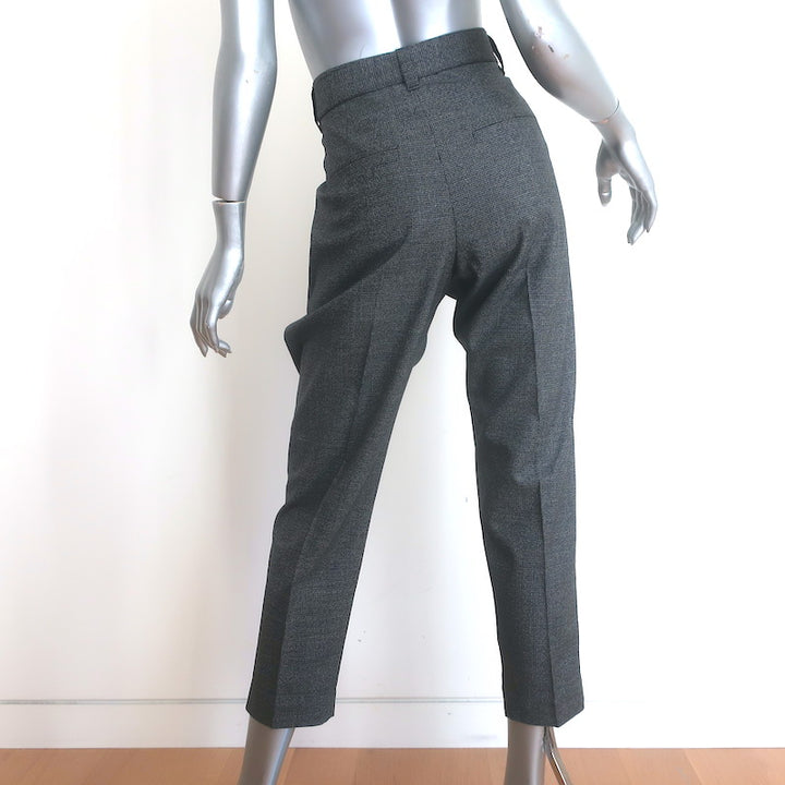 Brunello Cucinelli Belted Houndstooth Pants Gray Virgin Wool Size US 6