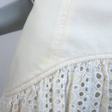 Acler Moore Puff Sleeve Eyelet-Embroidered Mini Dress Ivory Cotton-Linen Size 6