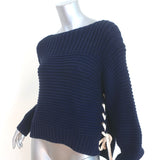 Ulla Johnson Lace-Up Side Sweater Elliot Navy Cotton Chunky Knit Size Petite