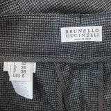 Brunello Cucinelli Belted Houndstooth Pants Gray Virgin Wool Size US 6
