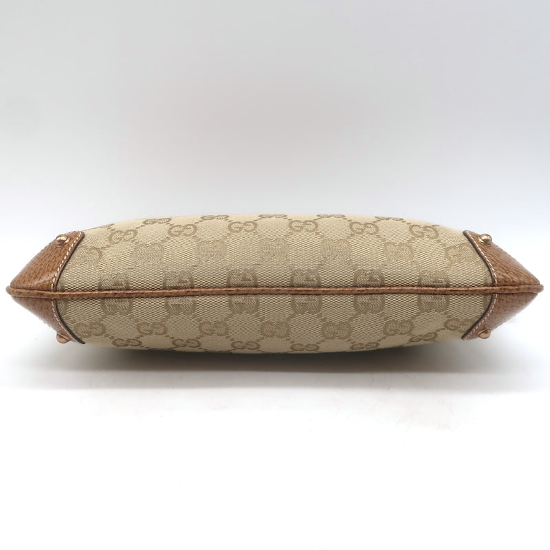 Gucci Bamboo Chain Strap GG Monogram Canvas Pochette Beige Small Shoulder Bag