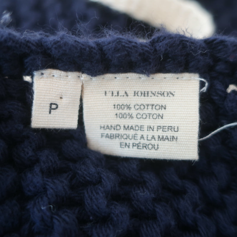 Ulla Johnson Lace-Up Side Sweater Elliot Navy Cotton Chunky Knit Size Petite