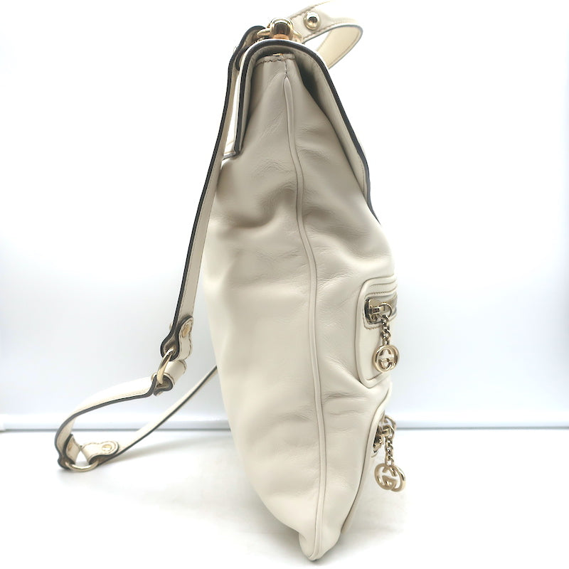 Gucci Britt Interlocking GG Messenger Bag Cream Leather