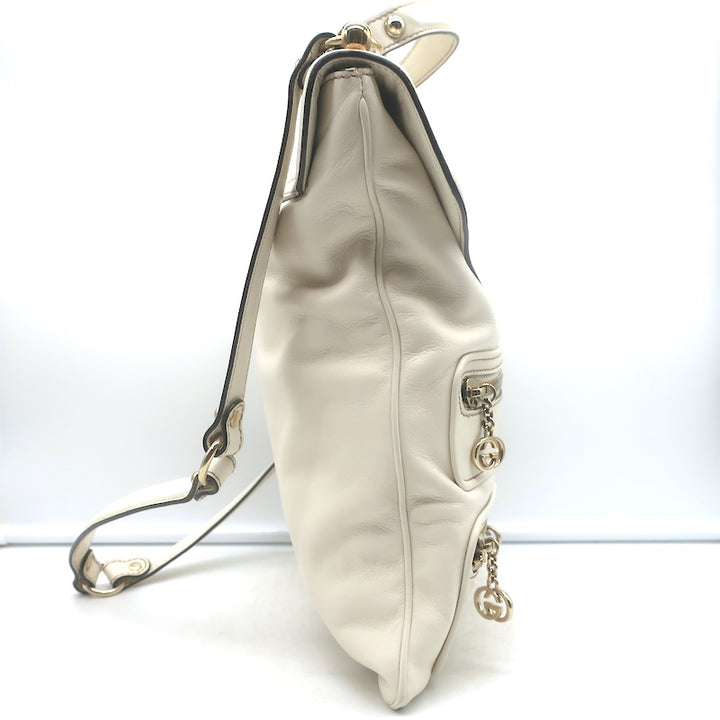 Gucci Britt Interlocking GG Messenger Bag Cream Leather