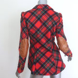 Smythe Hunting Blazer with Leather Elbow Patches Red Plaid Size 4