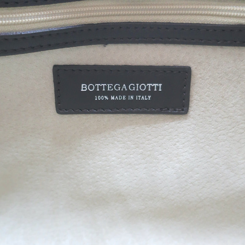 Bottega Giotti Woven Medium Shoulder Bag Gold Metallic &amp; Brown Leather NEW