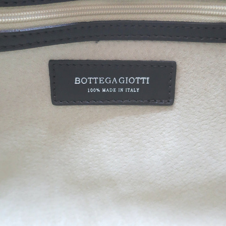 Bottega Giotti Woven Medium Shoulder Bag Gold Metallic &amp; Brown Leather NEW