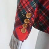 Smythe Hunting Blazer with Leather Elbow Patches Red Plaid Size 4