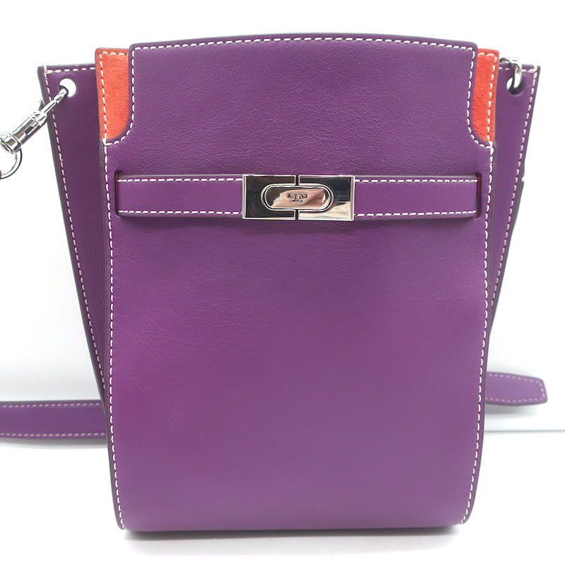 Tory Burch Lee Radziwill Double Bucket Bag Purple Leather Medium Crossbody
