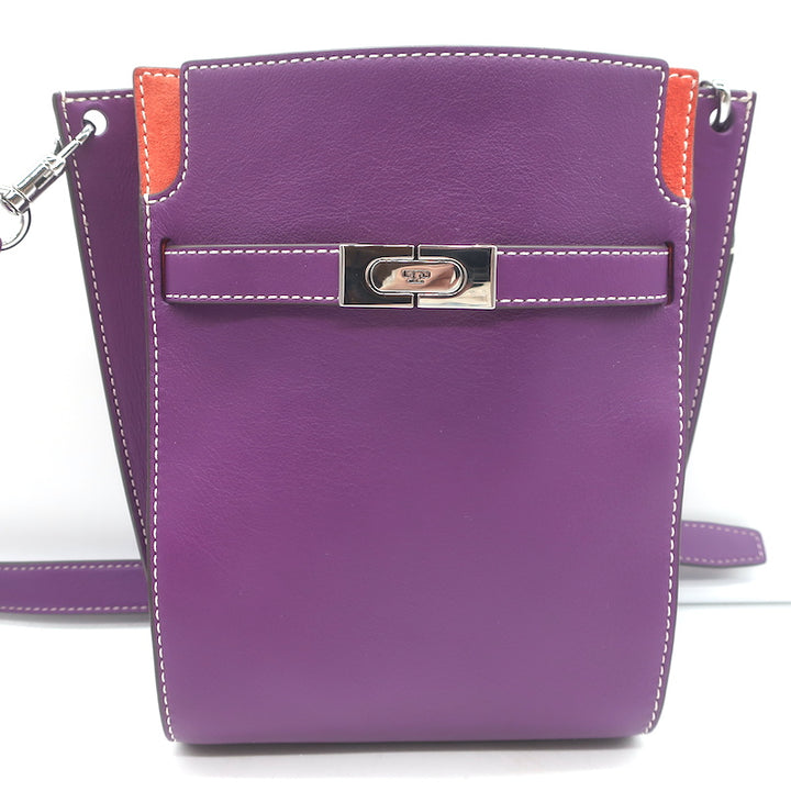 Tory Burch Lee Radziwill Double Bucket Bag Purple Leather Medium Crossbody