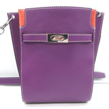 Tory Burch Lee Radziwill Double Bucket Bag Purple Leather Medium Crossbody