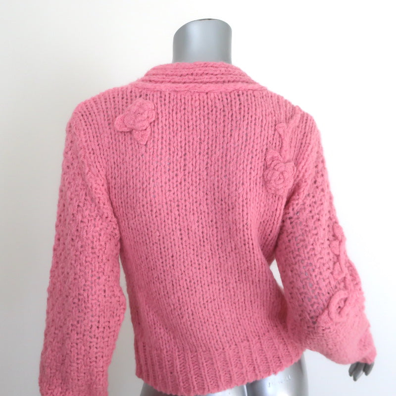 LoveShackFancy Fabietto Cropped Cardigan Pink Alpaca-Blend Size Extra Small