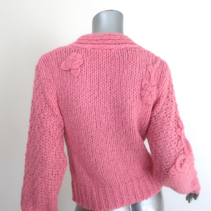 LoveShackFancy Fabietto Cropped Cardigan Pink Alpaca-Blend Size Extra Small