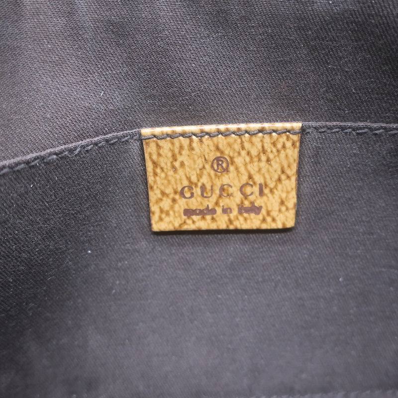 Gucci Bamboo Chain Strap GG Monogram Canvas Pochette Beige Small Shoulder Bag