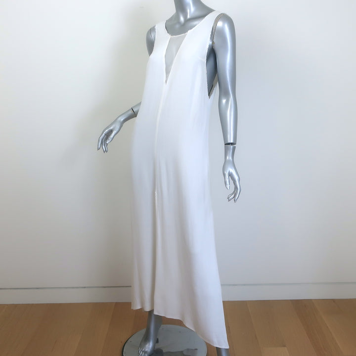 Reformation Open-Back Sleeveless Maxi Dress White Crepe Size Extra Small/Small