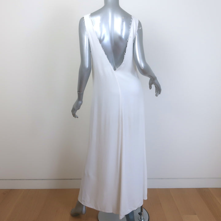 Reformation Open-Back Sleeveless Maxi Dress White Crepe Size Extra Small/Small